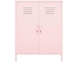 Loft24 | Cache - Kast met 2 deuren in metaal verlegen roze (101 x 80 x 40 cm)