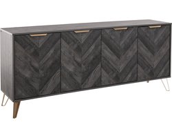 Loft24 | Dark Wood - Dressoir met 4 deuren in houtlook zwart (75 x 177 x 40 cm)