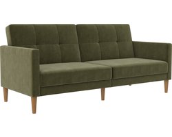 Loft24 | Lilly - Slaapbank 3-zits in velours groen (82 x 207 x 82 cm)