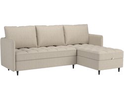Loft24 | Lindhus - Sofa 3 zits met opbergruimte Chaise omkeerbaar in Chenille Creme (80 x 194 x 130 cm)