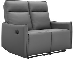 Loft24 | Lugo - 2Zits bank met handmatige relaxfunctie in PU grijs (120 x 127 x 86 cm)