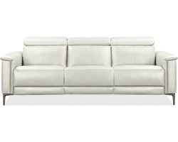 Loft24 | Lund - 3 - zitsbank met 2 handbediende fauteuils in crème PU (97 x 222 x 100 cm)