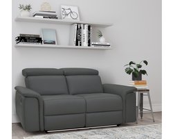 Loft24 | Pareli - Sofa 2 zits met Manuel Relax-functie in PU/leder grijs (98 x 158 x 99 cm)