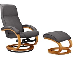 Loft24 | Paris - Relaxfauteuil met hocker in antraciet stof (103 x 67 x 85 cm)