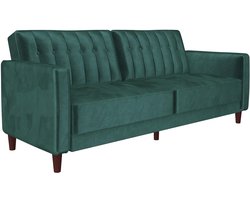Loft24 | Pin Tufted - Slaapbank 2-zits in fluweel groen (87 x 207 x 87 cm)
