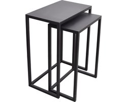 LOFT42 Brick set van 2 bijzettafels - Metaal - Zwart - 64x51x31