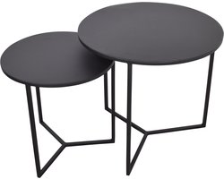 LOFT42 Dulon Set Bijzettafels Rond - Zwart - Ø49x46
