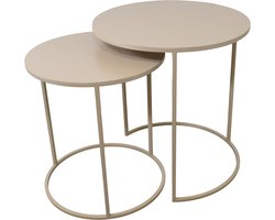 LOFT42 Elvy Set Bijzettafels Rond - Beige - Ø49x52