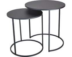 LOFT42 Elvy Set Bijzettafels Rond - Zwart - Ø49x52