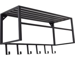 LOFT42 Kapstok Ary - Zwart – Metaal – 6 haken en Roede - 80x40x30