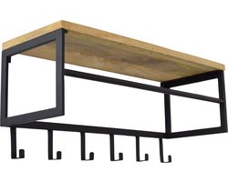 LOFT42 Kapstok Ivory - Hout – Metaal – 6 haken en Roede - 80x36x30