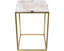 LOFT42 - Marble Bijzettafel - Vierkant - Marmer - Goud metaal - 32x32x46