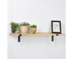 LOFT42 Wally Wandplank met Mangohout Zwart – Industrieel – 1,6x70x6