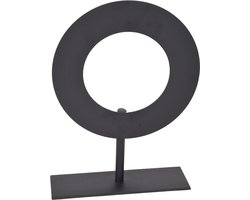 LOFT42 Zwarte Metalen Cirkel op Voet – Moderne Decoratie Sculptuur – Industrieel & Scandinavisch Interieur – Woonaccessoire 25 cm