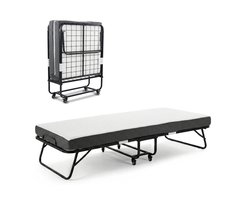 Logeerbed 90×200 met Matras - Vouwbed - Luxe - 250 kg - Zwart - Bodo