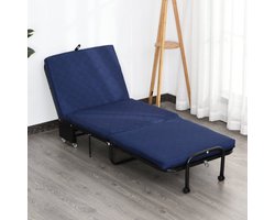 Logeerbed - Luxe Comfort - Opklapbaar & Verstelbaar - Blauw