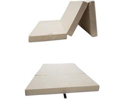 Logeerbed Opvouwbaar - Logeerbed Inklapbaar - Logeermatras Opvouwbaar - Beige - 120x200x10cm