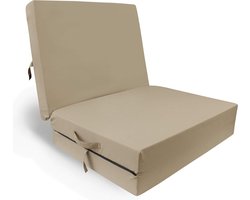 Logeerbed Opvouwbaar - Logeerbed Inklapbaar - Logeermatras Opvouwbaar - Beige