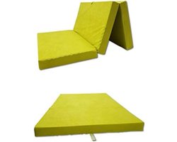 Logeerbed Opvouwbaar - Logeerbed Inklapbaar - Logeermatras Opvouwbaar - Geel - 80x200x10cm