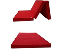Logeerbed Opvouwbaar - Logeerbed Inklapbaar - Logeermatras Opvouwbaar - Rood - 80x200x10cm