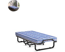 Logeerbed - Vouwbed - Opklapbed - Zetelbed - Logeermatras - 1 persoons - Metalen frame - Zwart