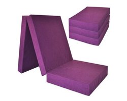 Logeermatras extra dik - violet - camping matras - reismatras - opvouwbaar matras - 195 x 80 x 15