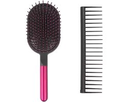 Loha-party®Supersonische Kam En Paddle Borstel Styling Set Fuchsia/nikkel-air bag comb-massage hairborst-Natte Krullende Detangle Borstel-Roos-Dyson vrouw