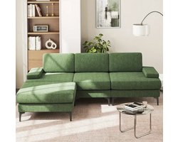 Loire Design Luxe Groene L-vormige Hoekbank met Opbergruimte – Huisdiervriendelijk & Stijlvol