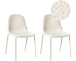LOMA - Vergaderstoel set van 2 - Gebroken wit - Bouclé