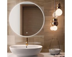 LOMAZOO Badkamerspiegel met LED verlichting - Badkamer Spiegel - Spiegel Badkamer - Spiegel Douche - Verwarming Anti Condens - 100 cm rond [AUSTIN]