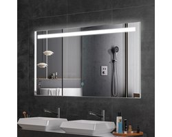LOMAZOO Badkamerspiegel met LED verlichting - Badkamer Spiegel - Spiegel Badkamer - Spiegel Douche - Verwarming Anti Condens 120 x 60 cm [HOUSTON]