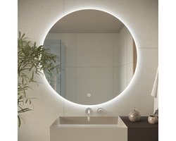 LOMAZOO Badkamerspiegel met LED verlichting - Badkamer Spiegel - Spiegel Badkamer - Spiegel Douche - Verwarming Anti Condens - 80 cm rond [DALLAS]