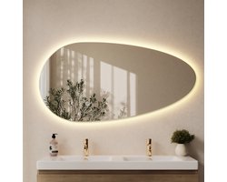 LOMAZOO Badkamerspiegel Met Verlichting - Met Verwarming - Organische Spiegel - Asymetrische Spiegel - 120 x 61 cm ADANA