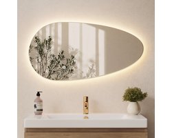 LOMAZOO Badkamerspiegel Met Verlichting - Met Verwarming - Organische Spiegel - Asymetrische Spiegel - 80 x 40,6 cm ADANA