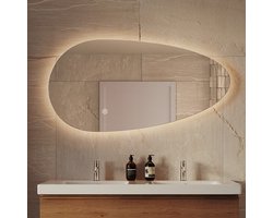 LOMAZOO Badkamerspiegel Met Verlichting - Met Verwarming - Spiegel Organisch - Assymetrische Spiegel - 100 X 50,8 cm [ADANA]