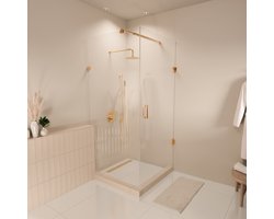 Lomazoo Douchecabine Cali - 90 X 90 Cm - Glanzend Goud - 8 Mm Helder Glas - Nano Coating