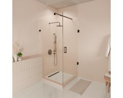 Lomazoo Douchecabine Cali - 90 X 90 Cm - Zwart - 8 Mm Helder Glas - Nano Coating