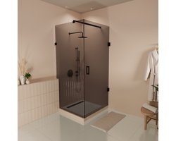 Lomazoo Douchecabine Cali - 90 X 90 Cm - Zwart - 8 Mm Rookglas - Nano Coating