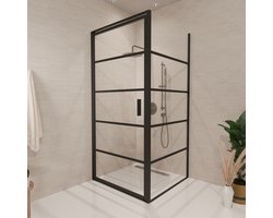 Lomazoo Douchecabine Cartagena - 90x90x200cm - Zwart - 6mm Helder Glas - Nano Coating Anti Kalk