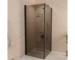 Lomazoo Douchecabine Medellin - 90 X 90 Cm - Zwart - 6 Mm Rookglas - Nano Coating