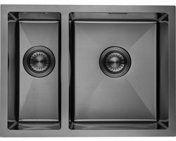 LOMAZOO Galaxy RVS Keuken Spoelbak & Wasbak - Dubbele Gootsteen - Duurzaam en Onderhoudsvriendelijk - Inclusief Accessoires - 595x450x200mm