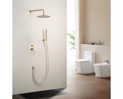 LOMAZOO Inbouw Regendouche Goud - Inbouw Doucheset - Hoofddouche Met Handdouche Met Slang [SOLARA]