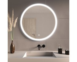 LOMAZOO Premium - Badkamerspiegel met LED verlichting - Badkamer Spiegel - Spiegel Badkamer - Spiegel Douche - Verwarming Anti Condens - 70 cm rond [VEGAS]