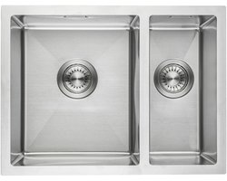 LOMAZOO Proxima RVS Keuken Spoelbak & Wasbak - Dubbele Gootsteen - Duurzaam en Onderhoudsvriendelijk - Inclusief Accessoires - 595x450x200mm