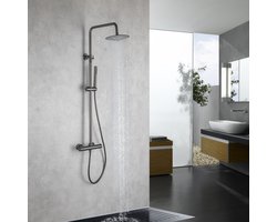 LOMAZOO Regendouche met Thermostaatkraan - Douche Badkamer - Gun Metal / Antraciet [LYNN]