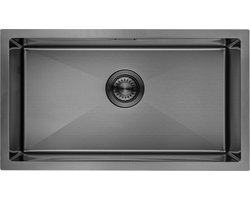 LOMAZOO Sierra RVS Spoelbak - Luxe & Functioneel - Gun Metal Finish - Inclusief Accessoires - 70 x 40 cm