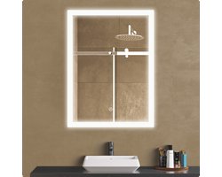 LOMAZOO Spiegel Badkamer Met Verlichting - Badkamerspiegel - LED Spiegel Met Verwarming - 60 x 80 cm [ORLANDO]