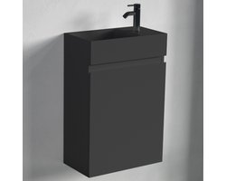 LOMAZOO Toiletmeubel - WC Meubel - Fonteinmeubel - Toiletkastje - WC Kastje - Wastafelmeubel - Wastafelkast - Mat Zwart - MALIBU