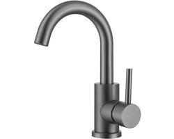 LOMAZOO Wastafelkraan Gun Metal Zwart – Gunmetal Badkamerkraan – Badkamer Kraan Antraciet Grijs [CHLOE]