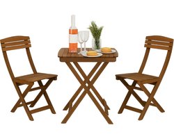 Lomera 3-Delige Bistroset - Inklapbare Tuintafel - Inklapbare Tuinstoelen - Acaciahout - Teak-Look - Ruimtebesparend - Fsc Gecertificeerd - Bistroset Voor Tuin - Balkon En Terras - Houten Bistroset - Tuinset 2 Persoons